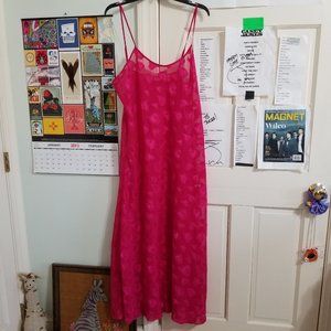 Victoria's Secret slip XL sheer sleeveless heart print maxi dress slit VINTAGE